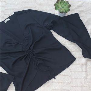 Ultra Flirt Women’s/Juniors Ruched Black Top